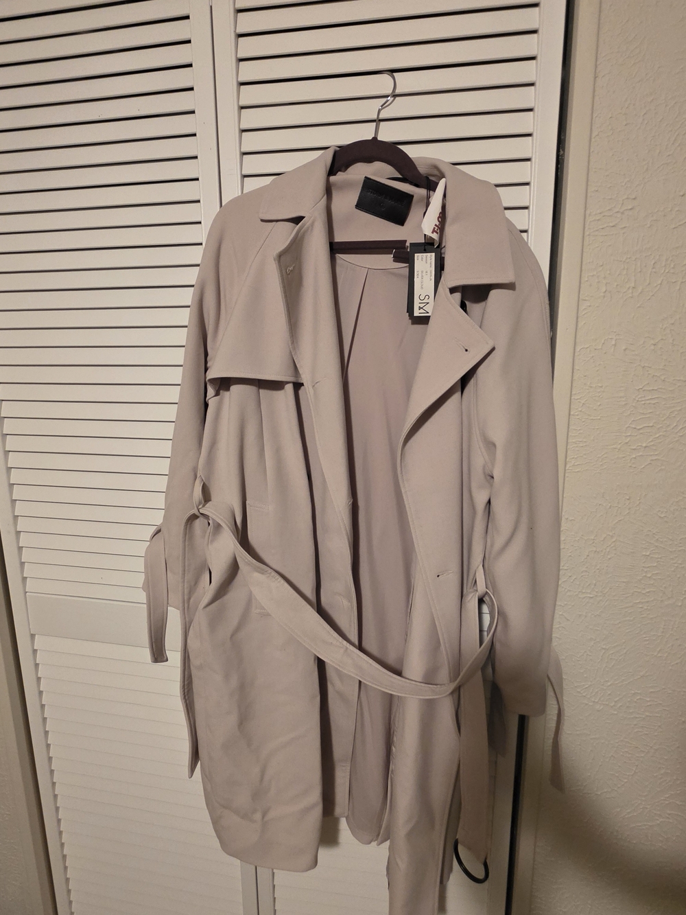NWT Storm & Marie Haya-JA Belted Trench Coat Silver Cloud Size Small